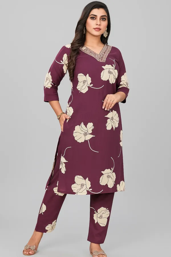 Purple_Reyon_Print_Co-Ord_Set_With_V-Neck_Style_For_Women