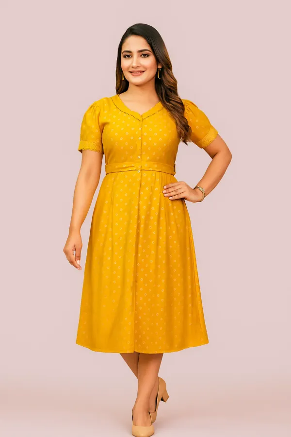 Gold_Print_Attractive_Yellow_Vertican_Span_Print_Ghera_Kurti_For_Women