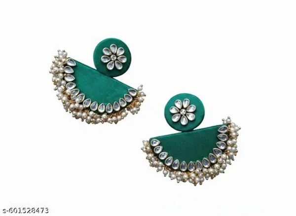 Green_Fabric_Kundan_Pearl_Earrings_For_Women