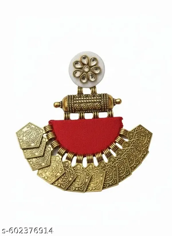 Red_Pink_Traditional_Kundan_And_Coin_Earrings_For_Women