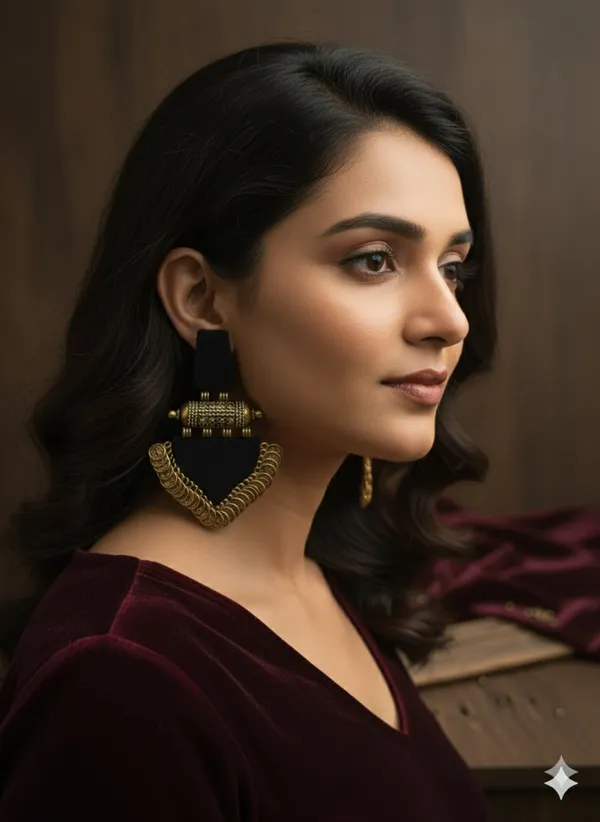 Black_Sultana_Coin-Trim_Drop_Earrings_For_Women