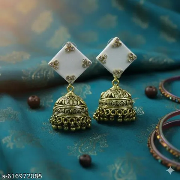 White_Gold-Toned_Virasat_Antique_Jhumka_Earrings_For_Women