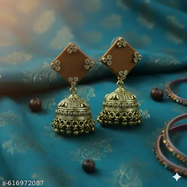Brown_Gold-Toned_Virasat_Antique_Jhumka_Earrings_For_Women