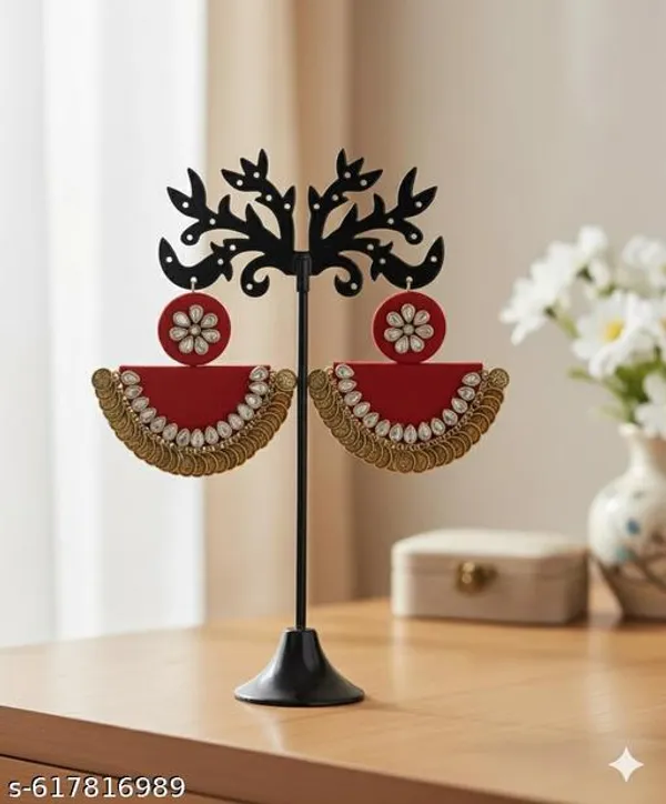 Red_Royal_Half-Moon_Statement_Earrings_For_Women