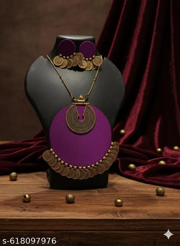 Purple_Blush_Fabric_Coin_Tassel_Jewelry_Set_For_Women