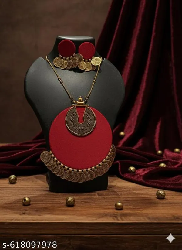 Red_Blush_Coin_Tassel_Jewelry_Set_For_Women