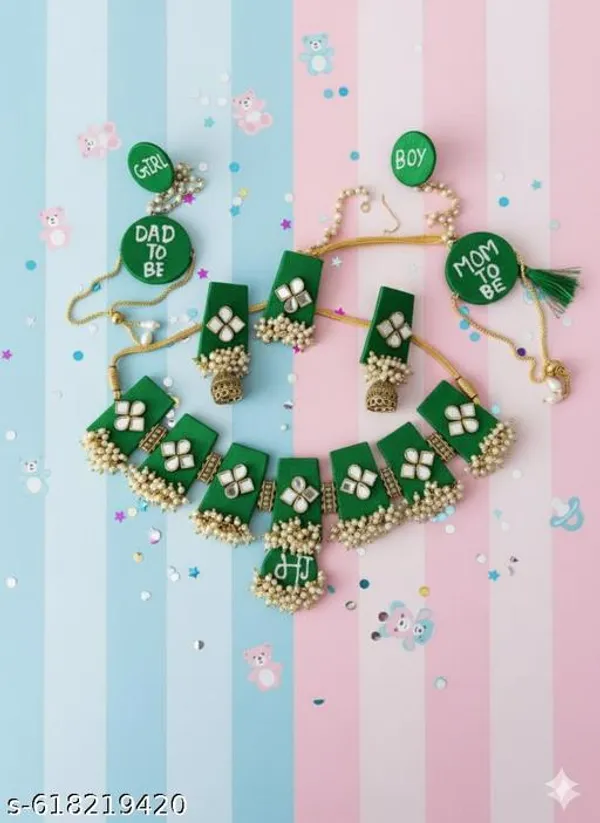 Green_Mom_&_Dad-To-Be_Gender_Reveal/Baby_Shower_Jewelry_Set_For_Women