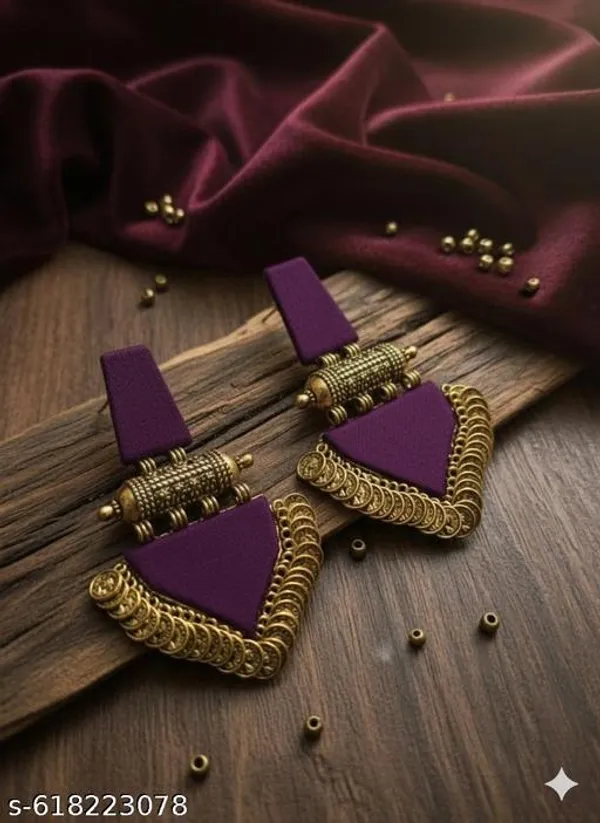 Purple_Sultana_Coin-Trim_Drop_Earrings_For_Women