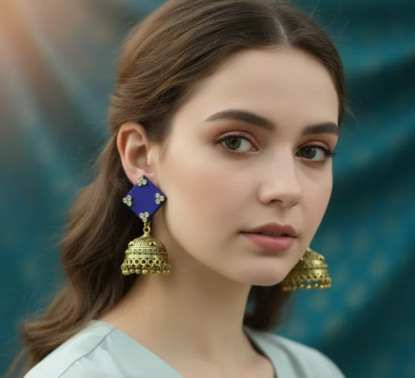 Blue_Gold-Toned_Virasat_Antique_Jhumka_Earrings_For_Women