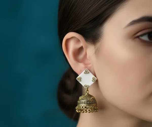 White_Gold-Toned_Virasat_Antique_Jhumka_Earrings_For_Women