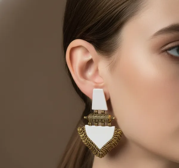 White_Sultana_Coin-Trim_Drop_Earrings_For_Women