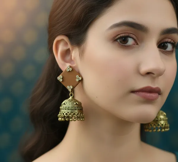 Brown_Gold-Toned_Virasat_Antique_Jhumka_Earrings_For_Women