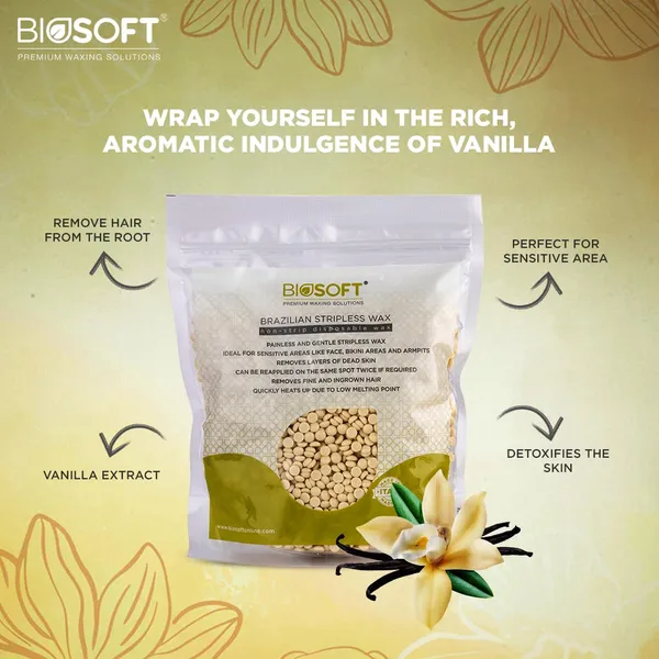 Biosoft_Vanilla_Stripless_Wax_(500g)_Suitable_For_All_Skin_Types
