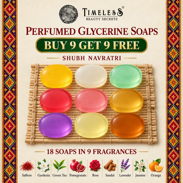 Pack_Of_18_:_Saffron,_Gardenia,_Green_Tea,_Pomegranate,_Rose,_Sandal,_Lavender,_Jasmine_&_Orange_Fragrances_with_Indian_Neem_&_Basil_Anti_Microbial_Glycerine_Soap