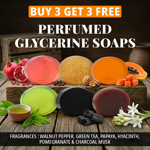 Pack_Of_6:_Wallnut_Pepper,_Green_Tea,_Papaya,_Rajanigandha,_Pomegranate_&_Charcoal_Musk_Fragrances_with_Indian_Neem_&_Basil_Anti_Microbial_Glycerine_Soap