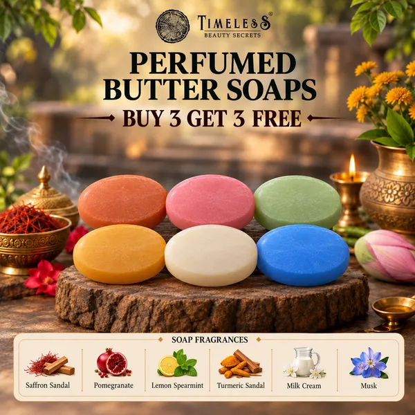 Pack_of_6:_Goat_Milk_Butter_Soap_With_Saffron_Sandal,_Pomegranate,_Lemon_Spearmint,_Turmeric_Sandal,_Milk_Cream,_Musk_with_Glycerine,_Almond_Oil,_Vit_E,_Rosemary
