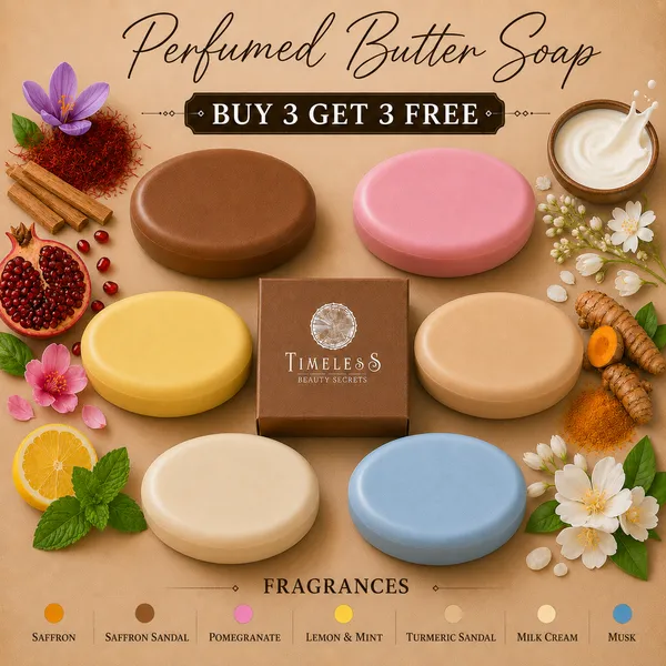 Pack_of_6:_Goat_Milk_Butter_Soap_With_Saffron_Sandal,_Pomegranate,_Lemon_Spearmint,_Turmeric_Sandal,_Milk_Cream,_Musk_with_Glycerine,_Almond_Oil,_Vit_E,_Rosemary