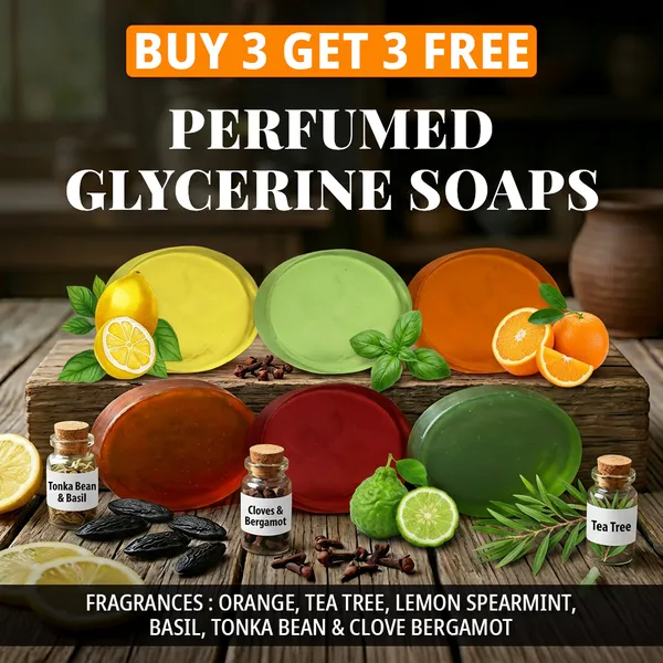 Pack_of_6-_Orange,_Tea_Tree,_Lemon_Spearmint,_Basil,_Tonka_Bean_&_Clove_Bergamot_Fragrances_with_Indian_Neem_&_Basil_Anti_Microbial_Glycerine_Soap