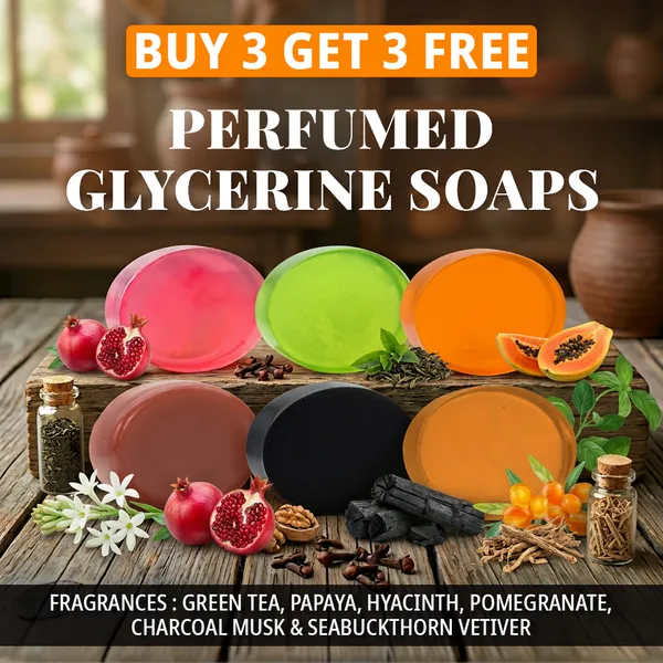 Pack_of_6-_Green_Tea,_Papaya,_Rajanigandha,_Pomegranate,_Charcoal_Musk_&_Seabuckthorn_Vetiver_Fragrances_with_Indian_Neem_&_Basil_Anti_Microbial_Glycerine_Soap