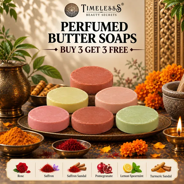Pack_of_6:_Goat_Milk_Butter_Soap_With_Rose,_Saffron,_Saffron_Sandal,_Pomegranate,_Lemon_Spearmint,_Turmeric_Sandal_with_Glycerine,_Almond_Oil,_Vit_E,_Rosemary