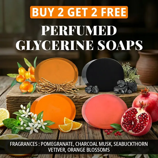 Pack_of_4-_Pomegranate,_Charcoal_Musk,_Seabuckthorn_Vetiver_&_Orange_Blossoms_Fragrances_with_Indian_Neem_&_Basil_Anti_Microbial_Glycerine_Soap