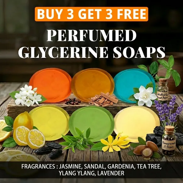 Pack_Of_6:_Jasmine,Sandal,Gardenia,Tea_Tree,Ylang_Ylang,Lavender_Fragrances_with_Indian_Neem_&_Basil_Anti_Microbial_Glycerine_Soap