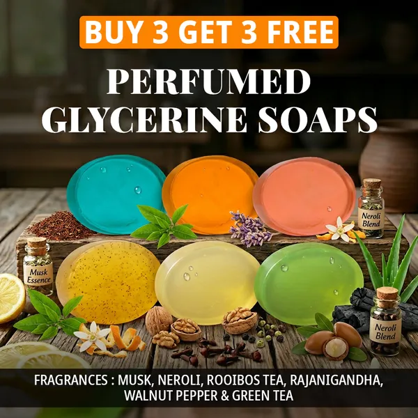 Pack_Of_6:_Musk,_Neroli,_Rooibos_Tea,_Hyacinth,_Wallnut_Pepper_&_Green_Tea_Fragrances_with_Indian_Neem_&_Basil_Anti_Microbial_Glycerine_Soap