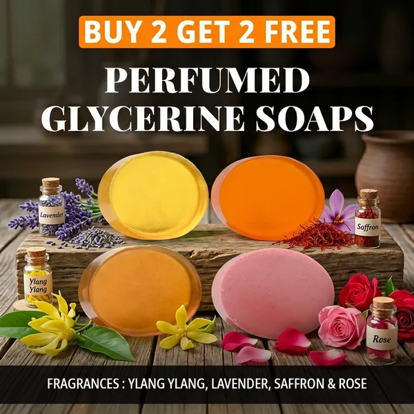 Pack_of_4-_Ylang_Ylang,_Lavender,_Saffron_&_Rose_Fragrances_with_Indian_Neem_&_Basil_Anti_Microbial_Glycerine_Soap