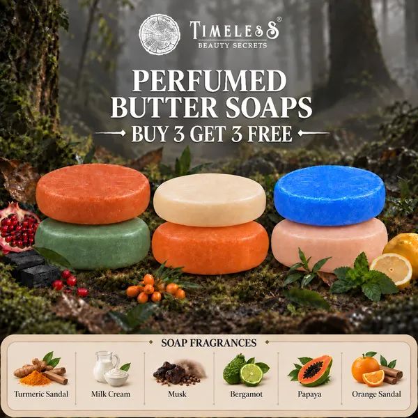 Pack_of_6:_Goat_Milk_Butter_Soap_With_Turmeric_Sandal,_Milk_Cream,_Musk,_Bergamot,_Papaya,_Orange_Sandal_with_Glycerine,_Almond_Oil,_Vit_E,_Rosemary