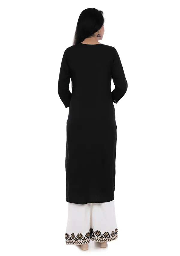 Black_Floral_Embroidered_Regular_Kurta_With_Palazzos_For_Women
