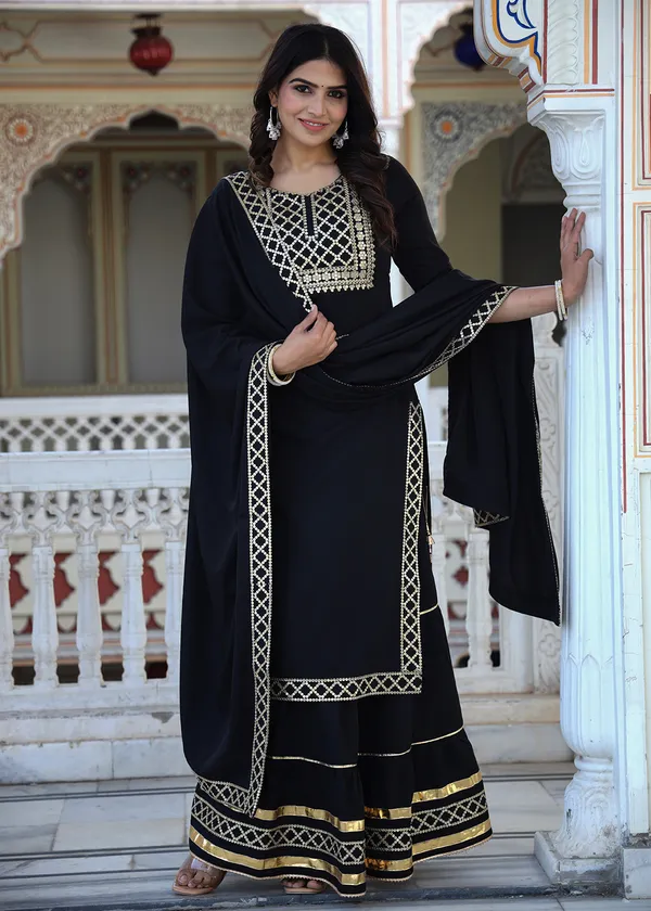 Black_Embroidered_Regular_Sequinned_Kurta_With_Skirt_&_With_Dupatta_For_Women
