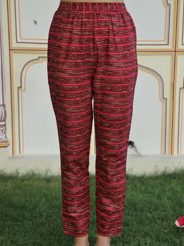 Pink_Floral_Printed_Empire_Kantha_Work_Pure_Cotton_Kurta_With_Trousers_&_Dupatta_For_Women