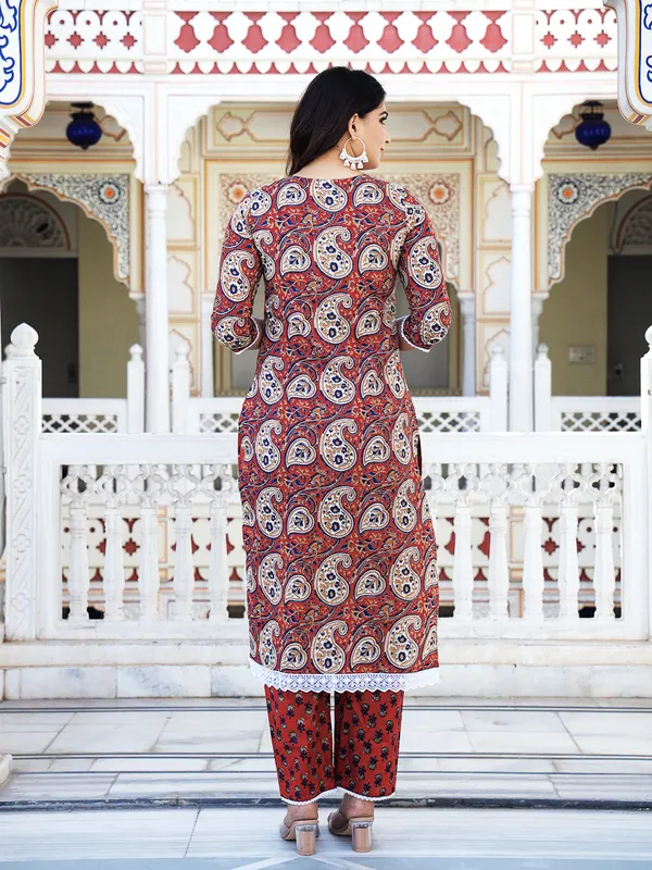 Maroon_Paisley_Printed_Embroidered_Pure_Cotton_Kurta_With_Trouser_And_Dupatta_For_Women
