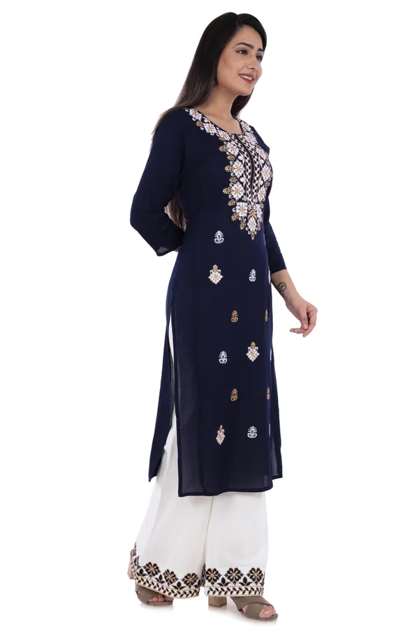 Navy_Blue_Floral_Embroidered_Regular_Kurta_With_Palazzos_For_Women