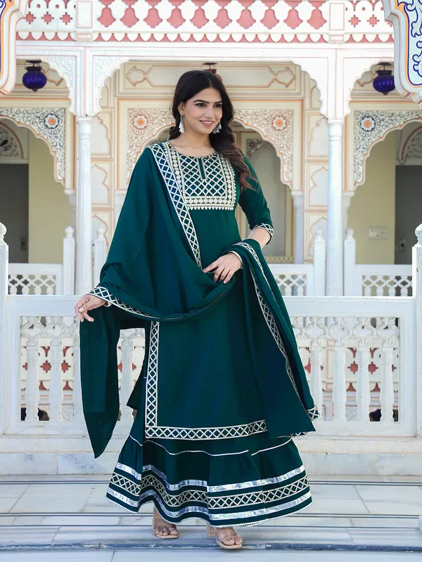 Green_Embroidered_Regular_Sequinned_Kurta_With_Skirt_&_With_Dupatta_For_Women