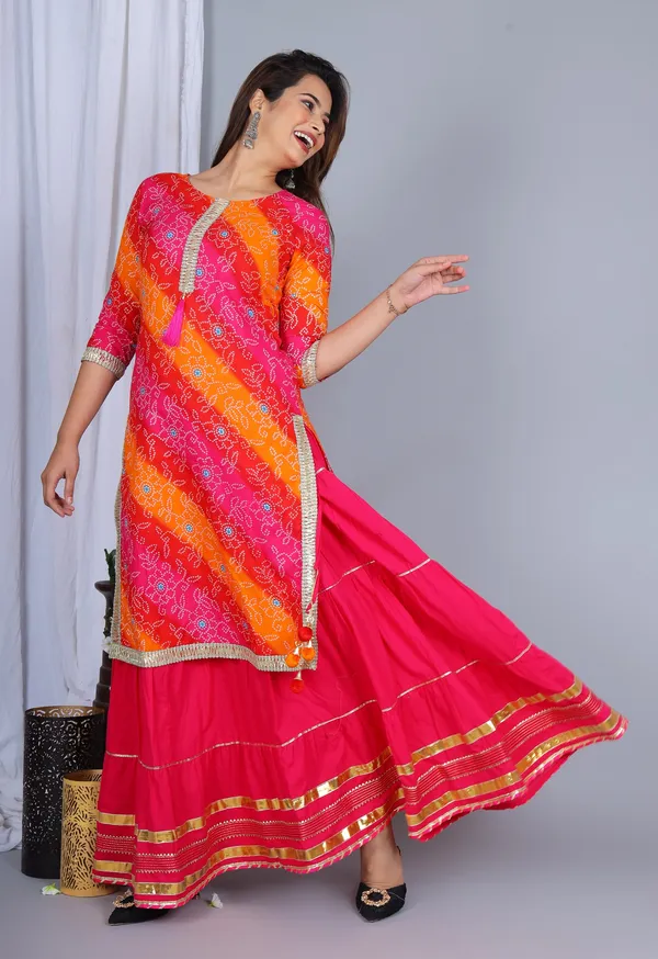 Pink_Bandhani_Printed_Regular_Gota_Patti_Kurta_With_Skirt_&_With_Dupatta_For_Women