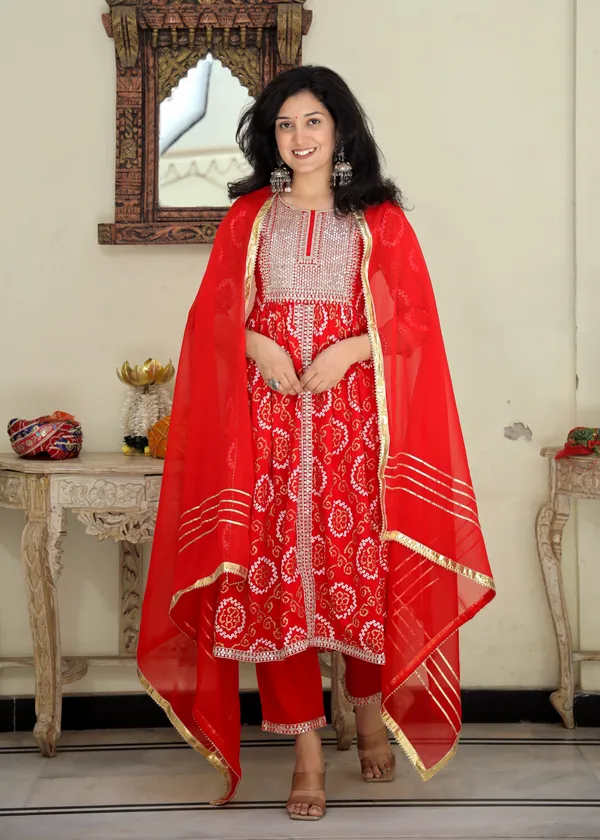 Red_Floral_Embroidered_Sequined_Anarkali_Kurta_With_Palazzos_&_Dupatta_For_Women