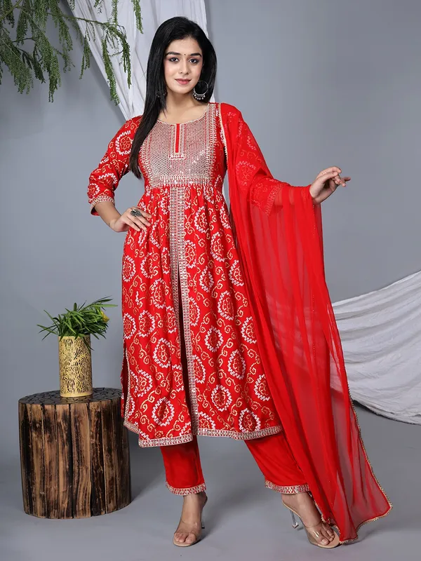 Red_Floral_Embroidered_Sequined_Anarkali_Kurta_With_Palazzos_&_Dupatta_For_Women
