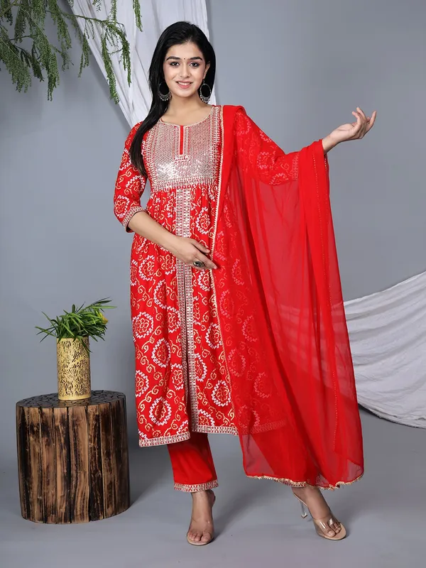 Red_Floral_Embroidered_Sequined_Anarkali_Kurta_With_Palazzos_&_Dupatta_For_Women