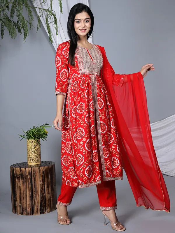 Red_Floral_Embroidered_Sequined_Anarkali_Kurta_With_Palazzos_&_Dupatta_For_Women