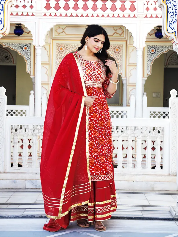 Maroon_Embroidered_Regular_Sequinned_Pure_Cotton_Kurta_With_Skirt_&_With_Dupatta_For_Women
