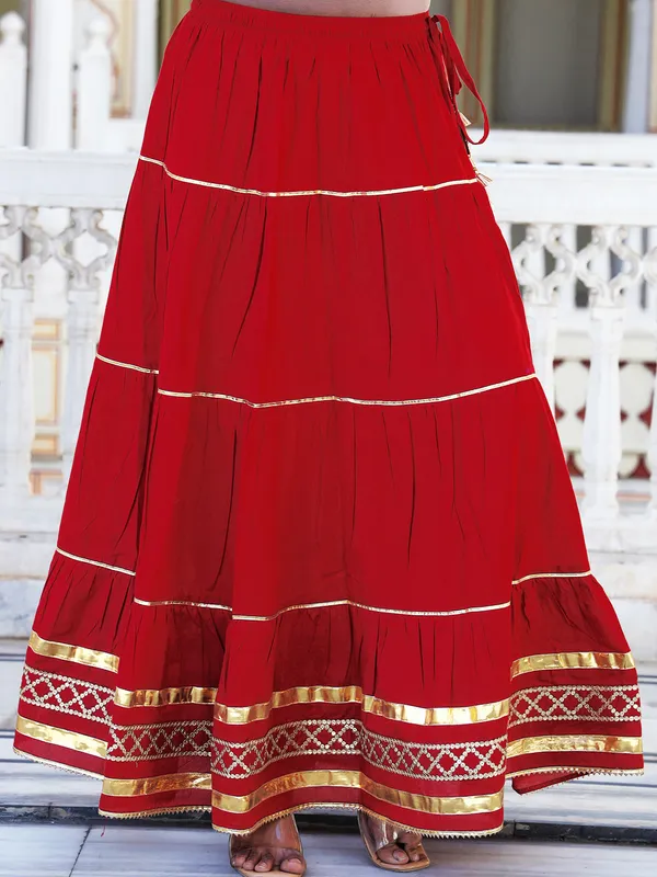 Maroon_Embroidered_Regular_Sequinned_Pure_Cotton_Kurta_With_Skirt_&_With_Dupatta_For_Women