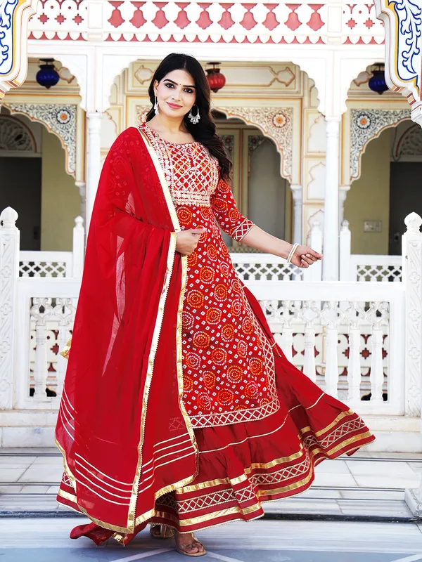 Maroon_Embroidered_Regular_Sequinned_Pure_Cotton_Kurta_With_Skirt_&_With_Dupatta_For_Women