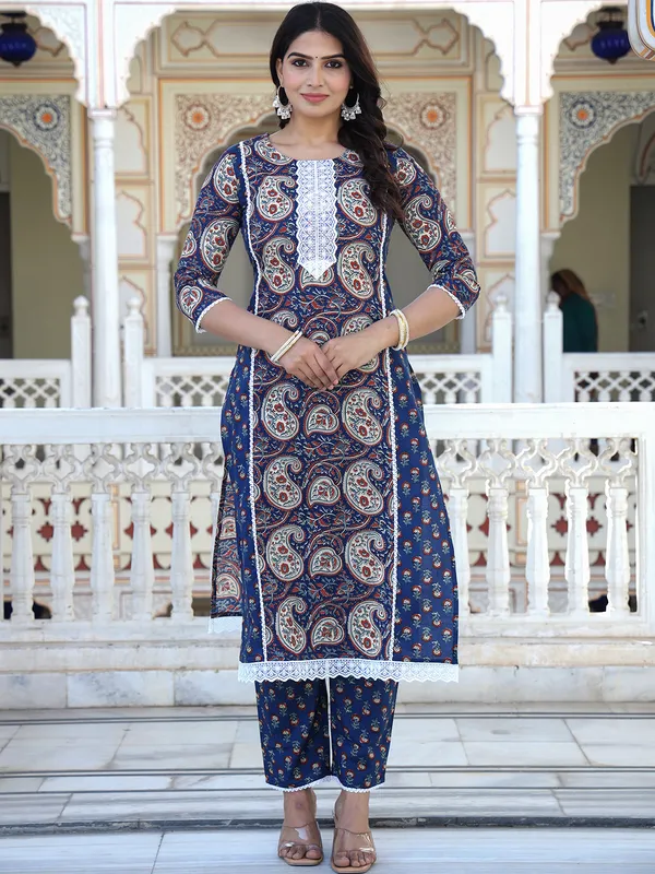 Navy_Blue_Paisley_Printed_Embroidered_Pure_Cotton_Kurta_With_Trouser_And_Dupatta_For_Women