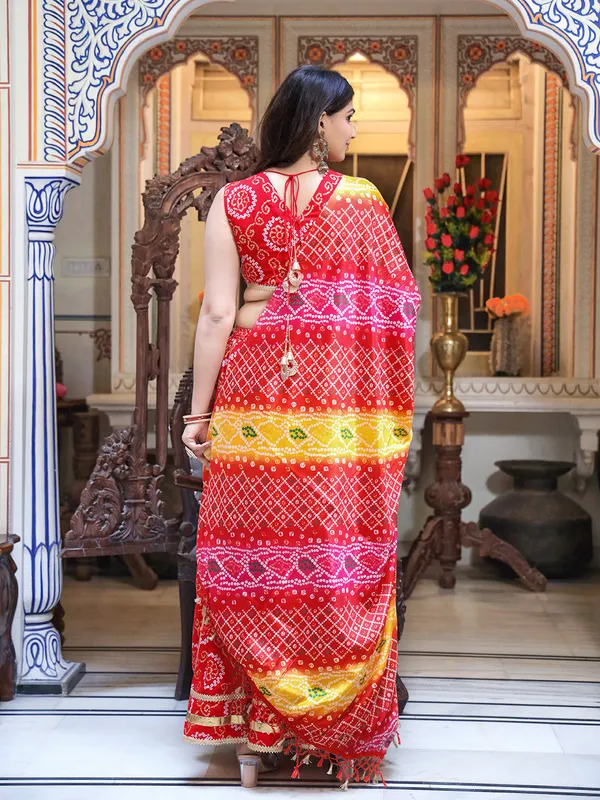 Red_And_Yellow_Bandhani_Design_Lehenga_Choli_For_Women
