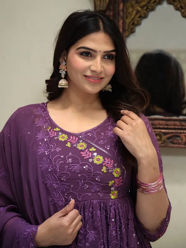 Purple_Embroider_Regular_Sequinned_Kurta_With_Trousers_&_Dupatta_For_Women
