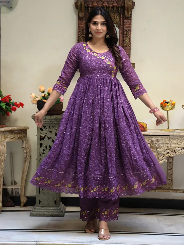 Purple_Embroider_Regular_Sequinned_Kurta_With_Trousers_&_Dupatta_For_Women