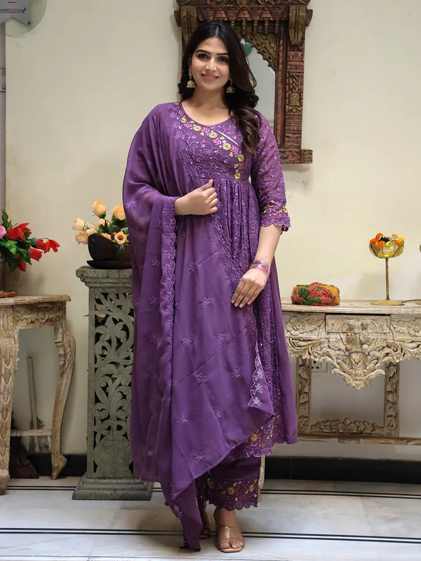 Purple_Embroider_Regular_Sequinned_Kurta_With_Trousers_&_Dupatta_For_Women