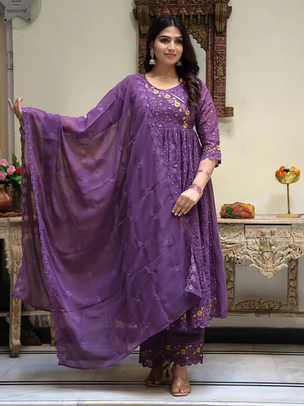 Purple_Embroider_Regular_Sequinned_Kurta_With_Trousers_&_Dupatta_For_Women