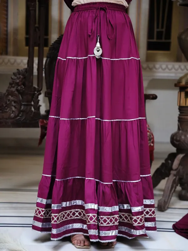 Wine_Yoke_Design_Regular_Sequinned_Kurta_With_Skirt_&_With_Dupatta_For_Women